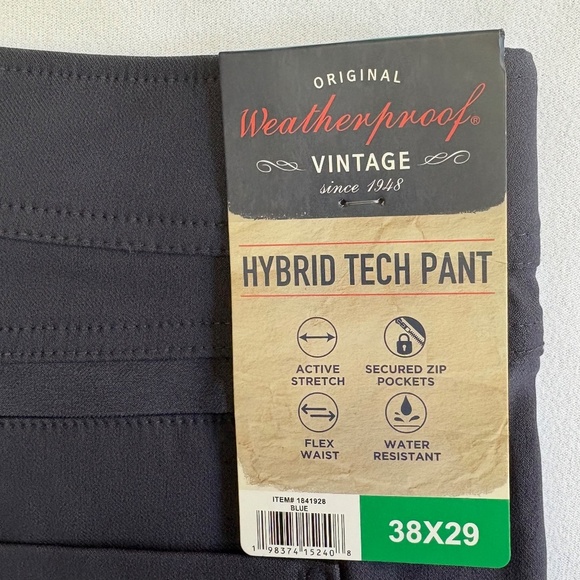 Weatherproof Vintage 38x29 Men's Hybrid Tech Pants, Blue NWT - Picture 6 of 14
